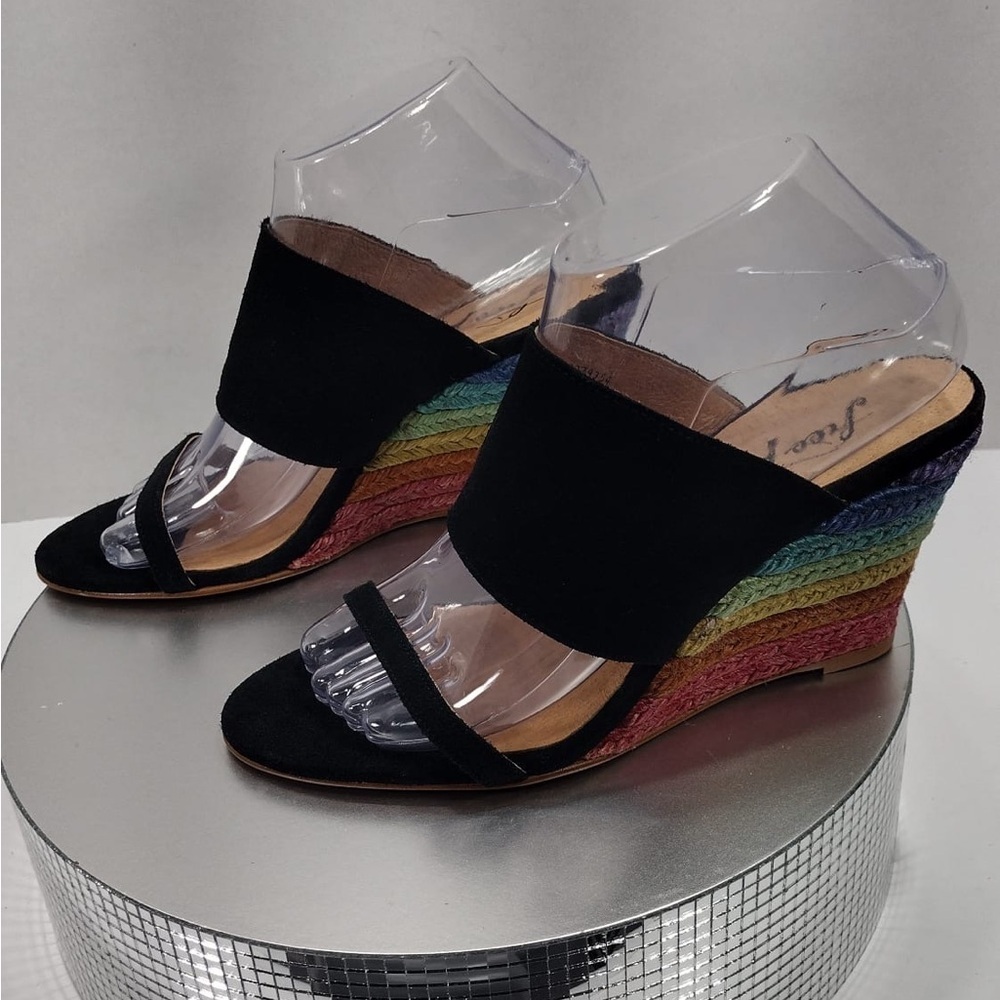 Free people Black Rainbow Wedge Sandals size 8 new w/out tags and box - Picture 6 of 8